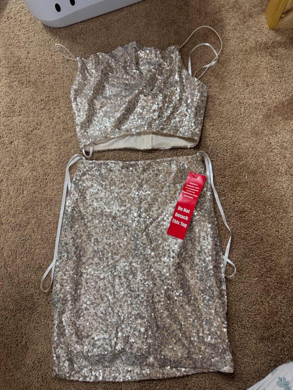B. Smart Sequin Skirt Set - Champagne Cream